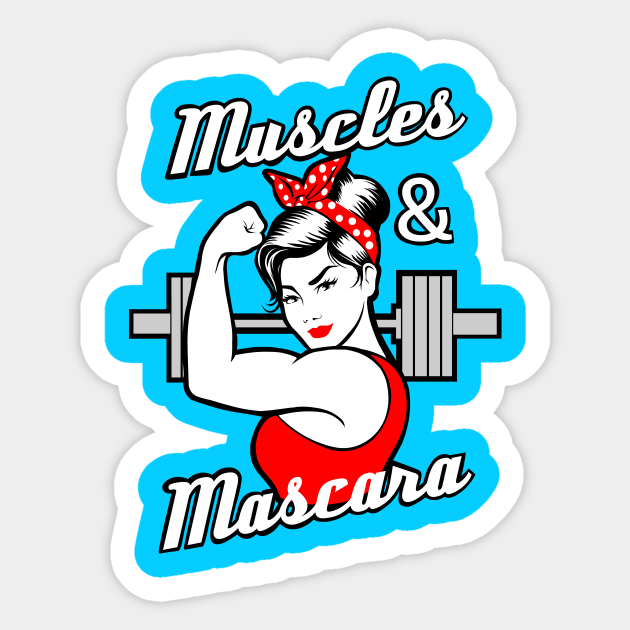 Muscles and Mascara, fitness girl, gym girl Sticker by TimAddisonArt